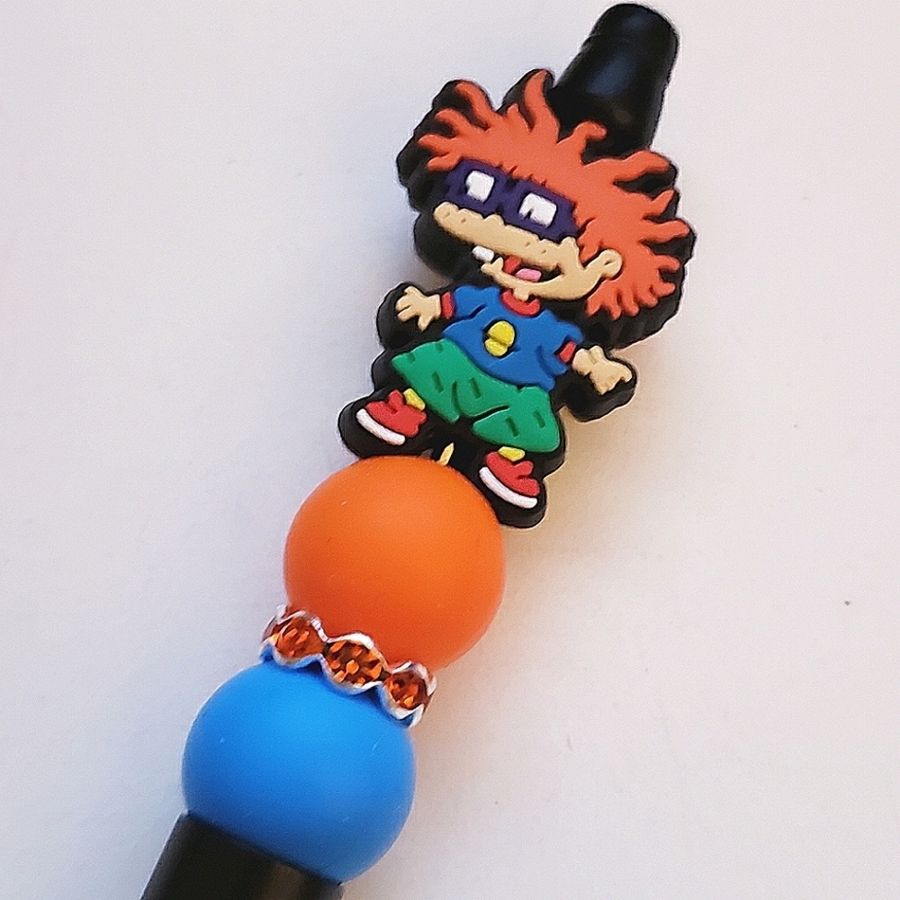 Handmade Rugrats Chuckie Finster Beaded Silicone Focal Bead Pen